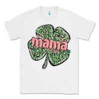 White leopard shamrock mama Classic Tee - MaliasSmallBusiness