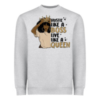 Heather Grey hustle like a boss live like a queen Heavyweight Sweatshirt - MaliasSmallBusiness