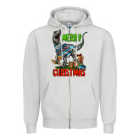 Merry Christmas Velociraptor Zipper Hoodie | Teevron