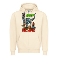 Sandshell merry christmas velociraptor Zipper Hoodie - LillyAllenDesigns