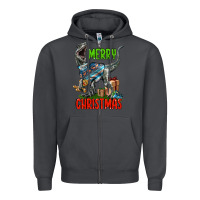 Smoke merry christmas velociraptor Zipper Hoodie - LillyAllenDesigns
