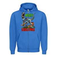 True Royal merry christmas velociraptor Zipper Hoodie - LillyAllenDesigns