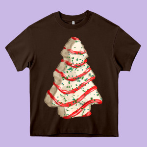White Christmas Cake Heavy Core Tee Designed By Fadigitalartstudio