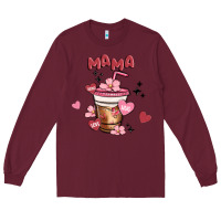 Burgundy mama coffee cups Long Sleeve Tee - MaliasSmallBusiness