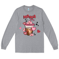 Heather Grey mama coffee cups Long Sleeve Tee - MaliasSmallBusiness
