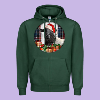 Christmas Dorper Sheep Zipper Hoodie Designed By Lillyallendesigns