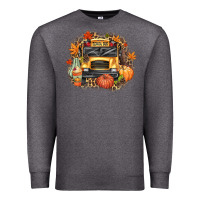 Charcoal Heather Fall School Bus Premium Sweatshirt - texasbilliewilder