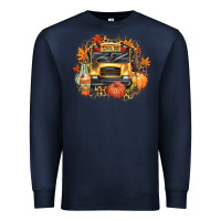 Navy Fall School Bus Premium Sweatshirt - texasbilliewilder