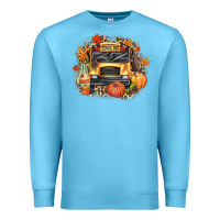 Ocean Blue Fall School Bus Premium Sweatshirt - texasbilliewilder