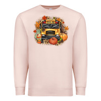 Pale Pink Fall School Bus Premium Sweatshirt - texasbilliewilder
