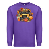 Purple Fall School Bus Premium Sweatshirt - texasbilliewilder