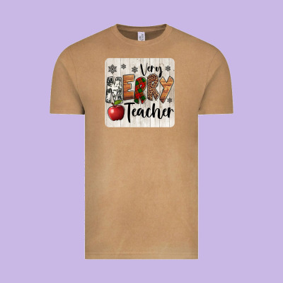 Very Merry Teacher Christmas Coaster Vintage Tee Designed By Jasminsmagicworld