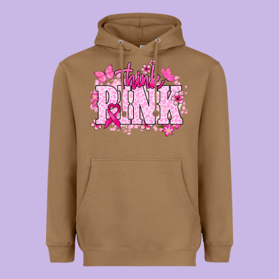 Think Pink Heavyweight Hoodie Designed By Nancycooperartshop