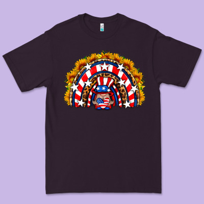 Usa Gnome Sunflower Rainbow Premium Tee Designed By Hra Design Shop