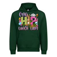Forest Green Easter Day One hip Lunch Lady Urban Hoodie - OliviaCreatesArt