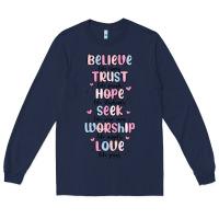 Navy believe like mary trust like joseph valentine s da Long Sleeve Tee - MaliasSmallBusiness