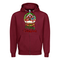 Burgundy Merry Christmas Zipper Hoodie - LillyAllenDesigns