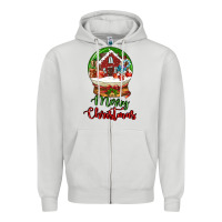 Dove Grey Merry Christmas Zipper Hoodie - LillyAllenDesigns