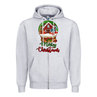 Heather Grey Merry Christmas Zipper Hoodie - LillyAllenDesigns