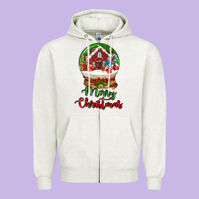Merry Christmas Zipper Hoodie Designed By Lillyallendesigns