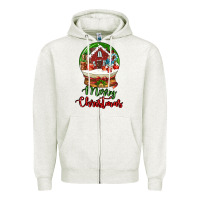 Oatmeal Heather Merry Christmas Zipper Hoodie - LillyAllenDesigns