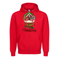 Red Merry Christmas Zipper Hoodie - LillyAllenDesigns
