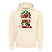 Sandshell Merry Christmas Zipper Hoodie - LillyAllenDesigns