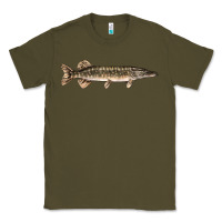 Army Green Northern Pike Fish Illustrations Classic Tee - LillyAllenDesigns