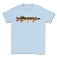 Dusty Blue Northern Pike Fish Illustrations Classic Tee - LillyAllenDesigns