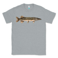 Heather Grey Northern Pike Fish Illustrations Classic Tee - LillyAllenDesigns