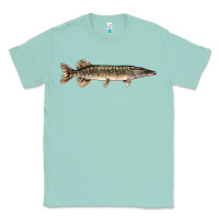 Seafoam Northern Pike Fish Illustrations Classic Tee - LillyAllenDesigns