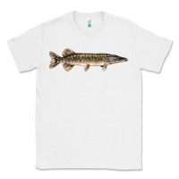 White Northern Pike Fish Illustrations Classic Tee - LillyAllenDesigns