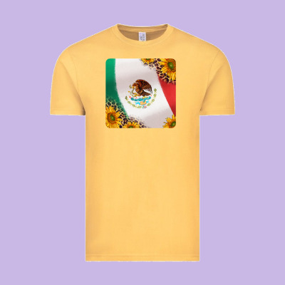 Mexican Flag Sunflowers And Leopard Coaster Vintage Tee Designed By Jasminsmagicworld