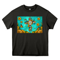 Asphalt bull skull cross skinny metal can holder Heavy Core Tee - HRA Design Shop