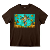 Chocolate Brown bull skull cross skinny metal can holder Heavy Core Tee - HRA Design Shop