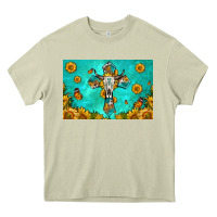Mossy bull skull cross skinny metal can holder Heavy Core Tee - HRA Design Shop