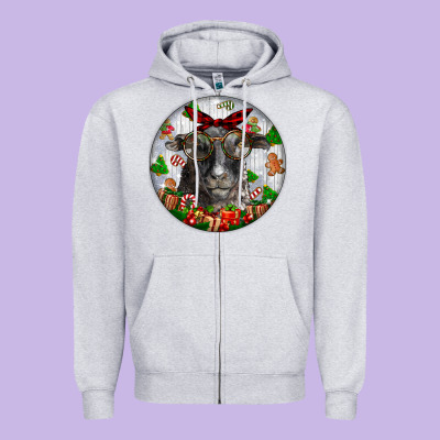 Christmas Dorper Sheep Zipper Hoodie Designed By Lillyallendesigns