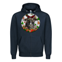 Navy christmas dorper sheep Zipper Hoodie - LillyAllenDesigns