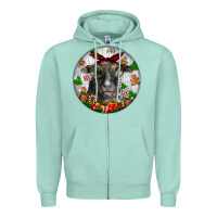 Seafoam christmas dorper sheep Zipper Hoodie - LillyAllenDesigns