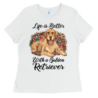 White life is better with a golden retriever Ladies Tee - JahusDesignShop