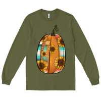 Army Green Serape sunflower pumpkin Long Sleeve Tee - NancyCooperArtShop