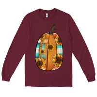 Burgundy Serape sunflower pumpkin Long Sleeve Tee - NancyCooperArtShop