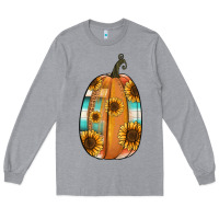 Heather Grey Serape sunflower pumpkin Long Sleeve Tee - NancyCooperArtShop