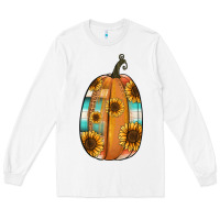 White Serape sunflower pumpkin Long Sleeve Tee - NancyCooperArtShop