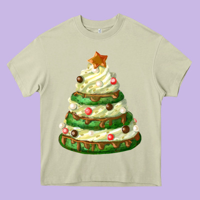 White Christmas Cookie Cake Heavy Core Tee Designed By Fadigitalartstudio