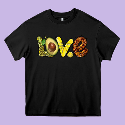 Love Avocado Heavy Core Tee Designed By Barkaloodesign