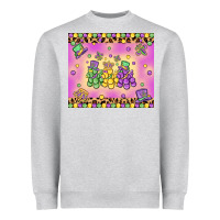 Heather Grey mardi gras bead dogs Heavyweight Sweatshirt - MaliasSmallBusiness