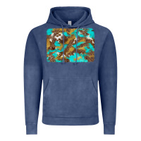 Vintage Denim western turquoise leopard and cowhide background Vintage Hoodie - Artiststas