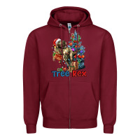 Burgundy Tree Rex T-Rex Zipper Hoodie - LillyAllenDesigns