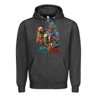 Charcoal Heather Tree Rex T-Rex Zipper Hoodie - LillyAllenDesigns